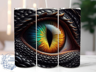 Black Dragon Eye Tumbler, Dragon Eye, Fantasy Theme, Mystical Art, Bold Design, 20Oz Tumbler, Sublimation Wrap Sublimation ToriDesigns 