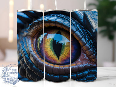 Black Dragon Eye Tumbler, Dragon Eye, Fantasy Theme, Mystical Art, Bold Design, 20Oz Tumbler, Sublimation Wrap Sublimation ToriDesigns 