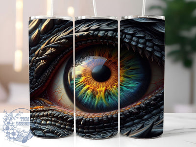 Black Dragon Eye Tumbler, Dragon Eye, Fantasy Theme, Mystical Art, Bold Design, 20Oz Tumbler, Sublimation Wrap Sublimation ToriDesigns 