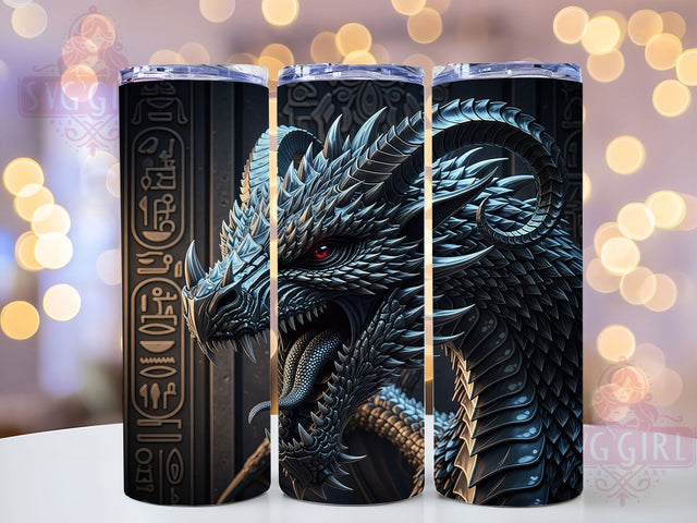Black Dragon Fantasy 3D Tumbler Wrap, 3D Dragon Sublimation, 20Oz Tumbler Design, Fantasy Dragon Drinkware, Mythical Creature Cup Wrap, Gothic Dragon Sublimation, Medieval Dragon Tumbler Sublimation SvggirlplusArt 