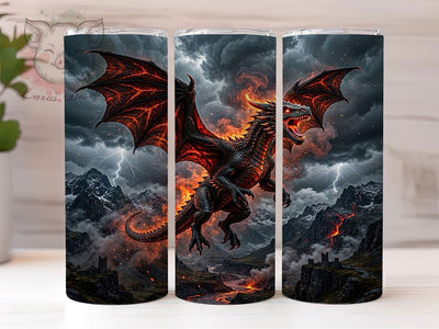 Black Dragon Fantasy Design 20oz Tumbler, Fantasy Design, Mythical Creature, Dragon Art, Dark Aesthetic, Skinny Tumbler, Sublimation PNG Sublimation Lara' s Designs 
