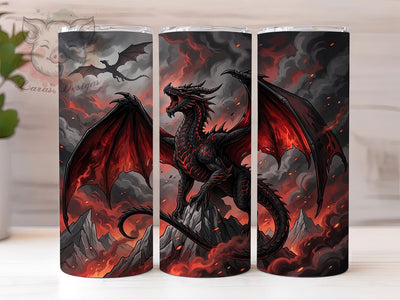 Black Dragon Fire 20oz Tumbler, Black Dragon Fire, Dragon Fire, Black Dragon, Dragon Tumbler, 20oz Tumbler, Fire Tumbler, Tumbler Wrap Sublimation Lara' s Designs 