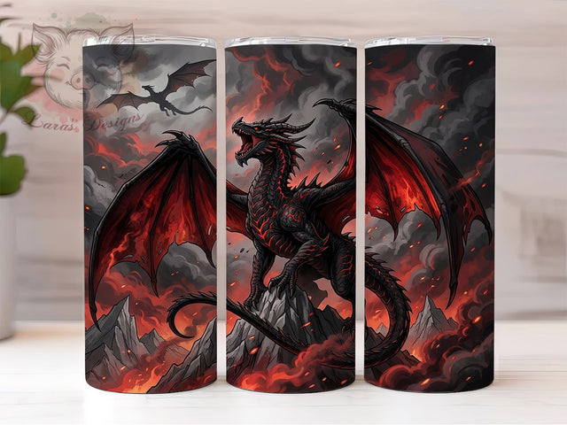 Black Dragon Fire 20oz Tumbler, Black Dragon Fire, Dragon Fire, Black Dragon, Dragon Tumbler, 20oz Tumbler, Fire Tumbler, Tumbler Wrap Sublimation Lara' s Designs 