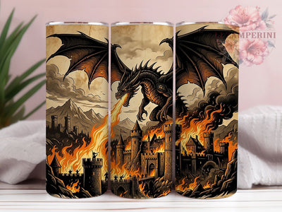 Black Dragon Fire Castle 20oz Tumbler, Black Dragon Fire, Dragon Fire Castle, Black Dragon, Fire Castle, Dragon Tumbler, 20oz Tumbler, Tumbler Wrap Sublimation Li Zamperini 