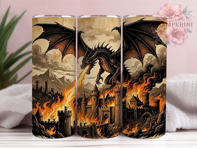 Black Dragon Fire Castle 20oz Tumbler, Black Dragon Fire, Dragon Fire Castle, Black Dragon, Fire Castle, Dragon Tumbler, 20oz Tumbler, Tumbler Wrap Sublimation Li Zamperini 
