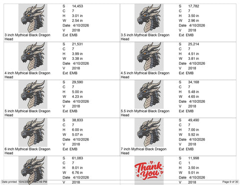 Black Dragon Head Embroidery Design – Fantasy Horned Dragon Machine Embroidery File Embroidery/Applique DESIGNS PatternFeed8 