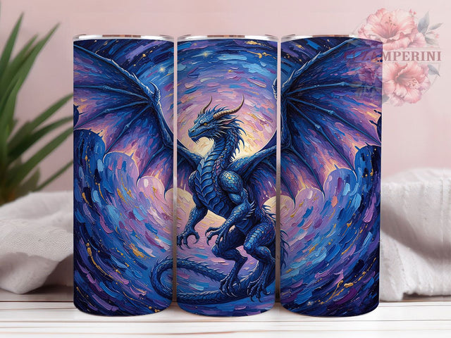 Black Enchanted Fantasy Dragon Tumbler, Vibrant Fantasy Wrap, Mystical Creature Sublimation PNG, Dark Fantasy Aesthetic, 20oz Tumbler Sublimation, Enchanted Dragon Design, Bold Fantasy Artwork Sublimation Li Zamperini 