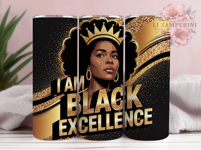 Black Excellence Afro Woman Tumbler, Afro Woman, African Beauty, Empowerment Theme, Cultural Pride, 20Oz Tumbler, Sublimation Wrap Sublimation Li Zamperini 