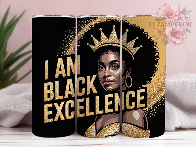 Black Excellence Afro Woman Tumbler, Afro Woman, African Beauty, Empowerment Theme, Cultural Pride, 20Oz Tumbler, Sublimation Wrap Sublimation Li Zamperini 