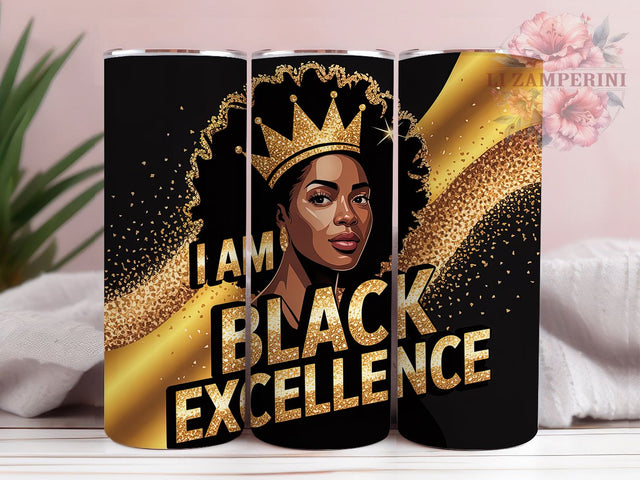 Black Excellence Afro Woman Tumbler, Afro Woman, African Beauty, Empowerment Theme, Cultural Pride, 20Oz Tumbler, Sublimation Wrap Sublimation Li Zamperini 