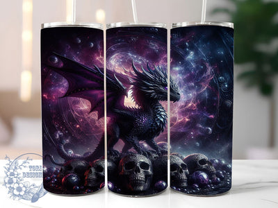Black Fantasy Dragon Tumbler, Fantasy Theme, Mystical Art, Dark Design, Whimsical Style, 20Oz Tumbler, Sublimation Wrap Sublimation ToriDesigns 