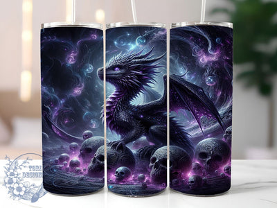 Black Fantasy Dragon Tumbler, Fantasy Theme, Mystical Art, Dark Design, Whimsical Style, 20Oz Tumbler, Sublimation Wrap Sublimation ToriDesigns 