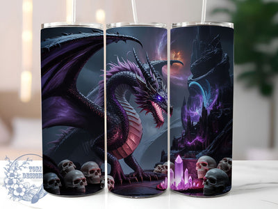 Black Fantasy Dragon Tumbler, Fantasy Theme, Mystical Art, Dark Design, Whimsical Style, 20Oz Tumbler, Sublimation Wrap Sublimation ToriDesigns 