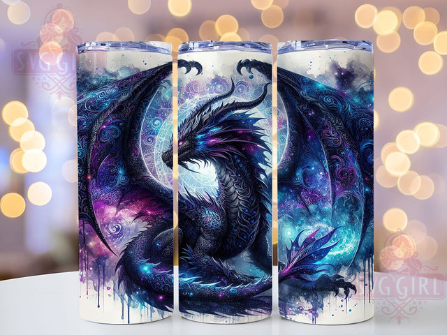 Black Fantasy Fire Dragon Tumbler, Fantasy Dragon Wrap, Vibrant Dragon Cup, Mythical Creature Sublimation, Fire Breathing Dragon, Gothic Fantasy Tumbler, Magic Dragon Art Sublimation SvggirlplusArt 
