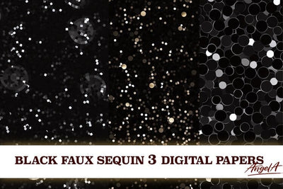 Black faux sequin digital paper / black digital paper Digital Pattern Angelina Semenova 
