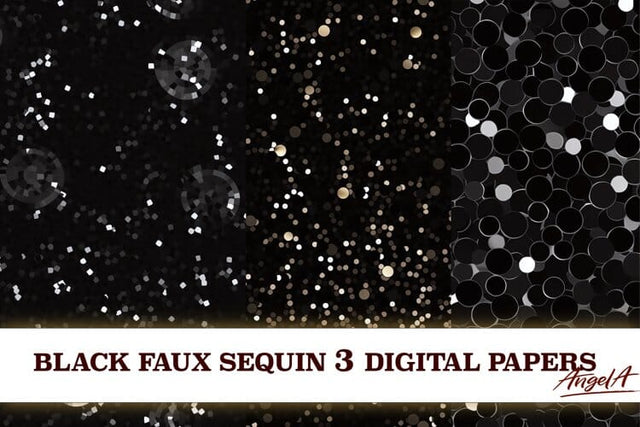 Black faux sequin digital paper / black digital paper Digital Pattern Angelina Semenova 