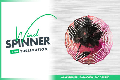 Black flower ink painting wind spinner round png Sublimation Regulrcrative 