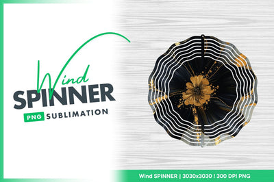 Black flower with golden glitter accent Sublimation Regulrcrative 