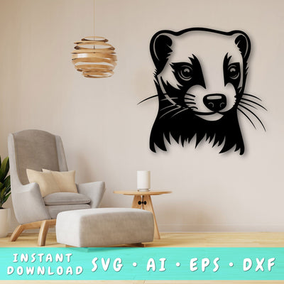 Black-Footed Ferret Laser SVG Cut File, Black-Footed Ferret Glowforge File, Black-Footed Ferret DXF, Black-Footed Ferret Wall Art SVG SVG HappyDesignStudio 