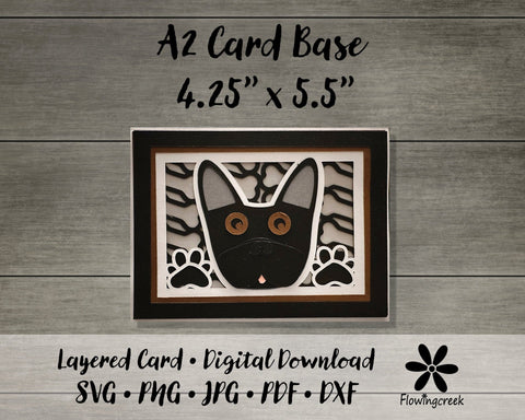 Black French Bulldog 3D Layered Greeting Card SVG Cut File for All Occasions, Birthday, Thank You, Note Card 3D Paper Flowingcreek 