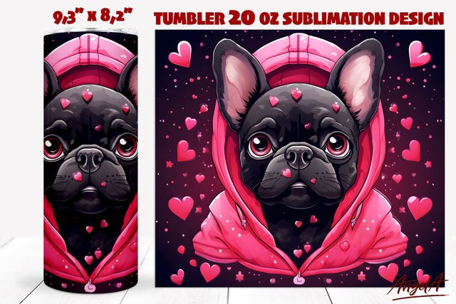 Black french bulldog png / Dog tumbler Sublimation Angelina Semenova 
