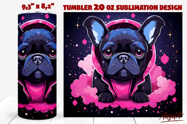 Black french bulldog png / Dog tumbler sublimation / pink Sublimation Angelina Semenova 