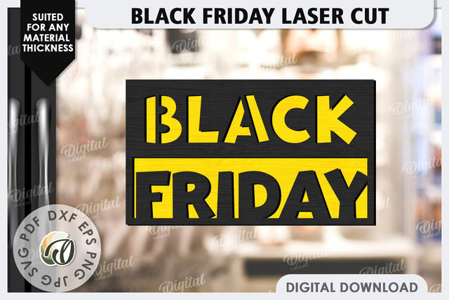 Black Friday Sale Laser Cut. Black Friday Wooden Sign SVG SVG Evgenyia Guschina 