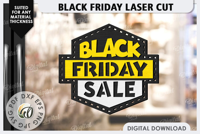 Black Friday Sale Laser Cut. Black Friday Wooden Sign SVG SVG Evgenyia Guschina 