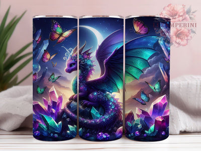 Black Gem Dragon Fantasy 20oz Tumbler Wrap, Crystal Moon, Fantasy Wrap, Mystical Design, Enchanted Inspiration, 20oz Tumbler Wrap, Sublimation PNG Sublimation Li Zamperini 