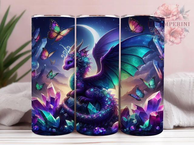 Black Gem Dragon Fantasy 20oz Tumbler Wrap, Crystal Moon, Fantasy Wrap, Mystical Design, Enchanted Inspiration, 20oz Tumbler Wrap, Sublimation PNG Sublimation Li Zamperini 