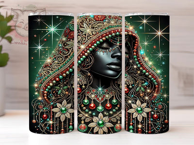 Black Girl Christmas Festive Tumbler, Xmas Drinkware, 20oz Sublimation Wrap, African American Holiday Gift, Christmas Gift for Her, Festive Tumbler, Culturally Inspired Xmas Cup Sublimation Lara' s Designs 