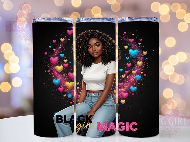 Black Girl Magic Affirmation Tumbler, Positive Affirmations, Empowerment Art, 20Oz Tumbler, Sublimation Wrap, Digital Download, Inspirational Gift Sublimation SvggirlplusArt 