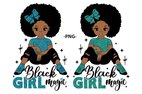 Black Girl Magic SVG Glitter Style Afro Girl Clipart in Red Yellow Blue Variants for Cricut Sublimation PNG PDF DXF AI EPS JPG Designs SVG 1uniqueminute 