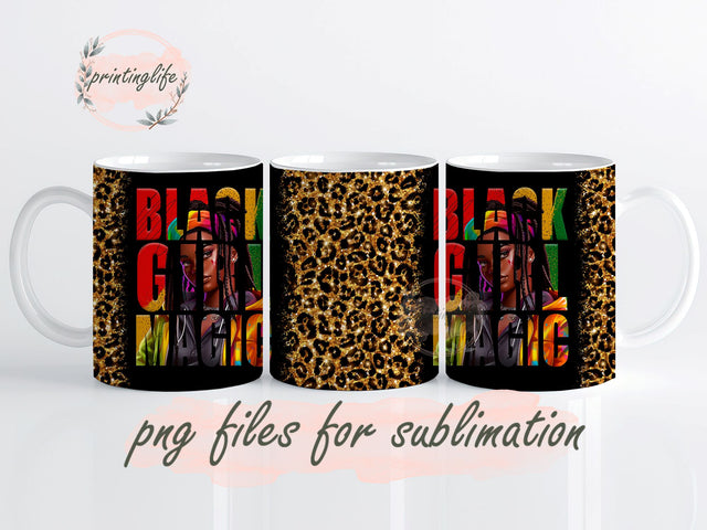 Black Girl Magic Wrap Sublimation Designs Straight PNG Digital Download African American PNG Design 11oz Sublimation PrintingLife 