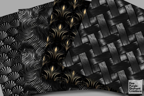 Black Glam Digital Paper | Luxury Glitter Digital Pattern Fine Purple Elephant Creations 