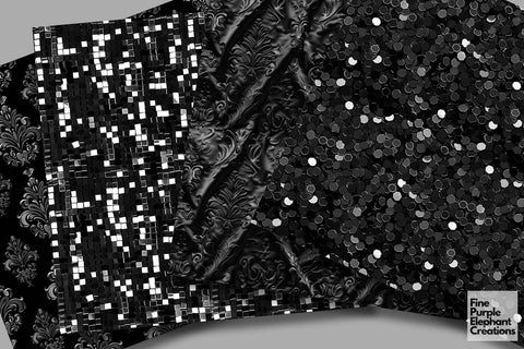 Black Glam Digital Paper | Luxury Glitter Digital Pattern Fine Purple Elephant Creations 