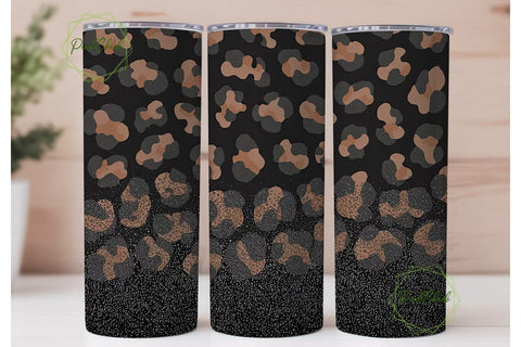 Black Glitter Leopard 20oz Tumbler Wrap Sublimation PixelChick 