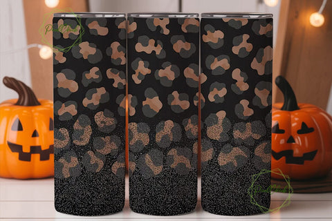 Black Glitter Leopard 20oz Tumbler Wrap Sublimation PixelChick 