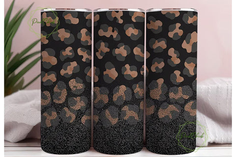 Black Glitter Leopard 20oz Tumbler Wrap Sublimation PixelChick 