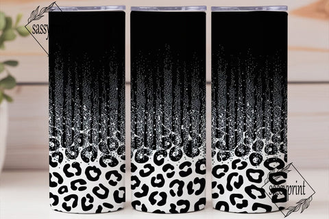 Black Glitter Leopard Print 20oz Tumbler Sublimation sassyprint 