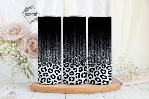 Black Glitter Leopard Print 20oz Tumbler Sublimation sassyprint 