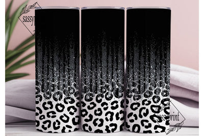 Black Glitter Leopard Print 20oz Tumbler Sublimation sassyprint 
