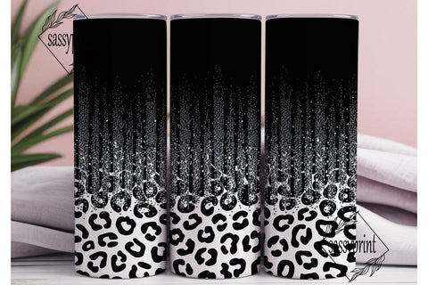 Black Glitter Leopard Print 20oz Tumbler Sublimation sassyprint 