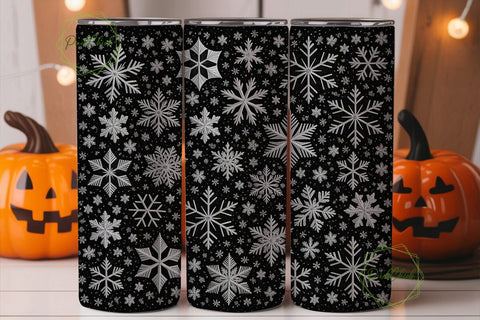 Black Glitter Snowflake Tumbler Wrap Sublimation PixelChick 