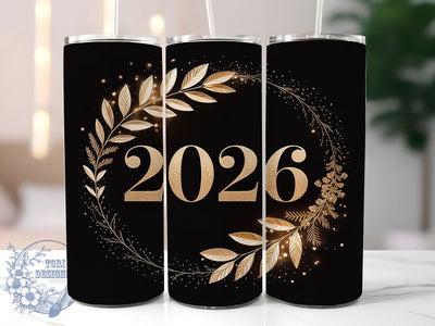 Black Gold 2026 New Year Tumbler, 2026 Celebration, Black And Gold, Holiday Wrap, Elegant Design, 20oz Tumbler, Sublimation Pattern Sublimation ToriDesigns 