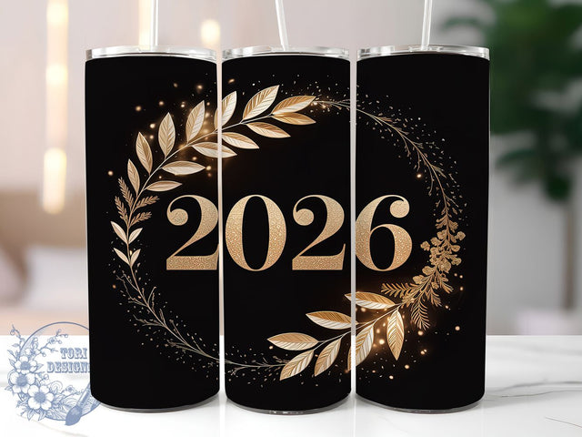 Black Gold 2026 New Year Tumbler, 2026 Celebration, Black And Gold, Holiday Wrap, Elegant Design, 20oz Tumbler, Sublimation Pattern Sublimation ToriDesigns 