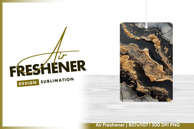 Black gold abstract design air freshener png Sublimation Regulrcrative 