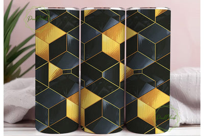 Black Gold Geometric Art 20oz Tumbler Sublimation PixelChick 