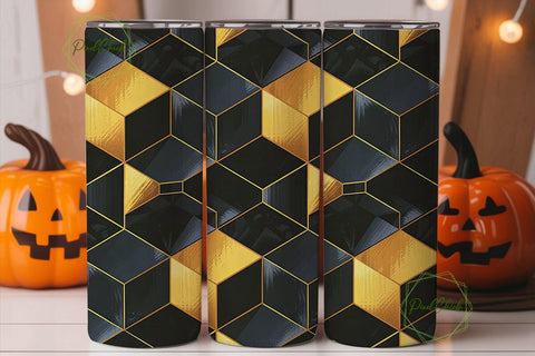 Black Gold Geometric Art 20oz Tumbler Sublimation PixelChick 