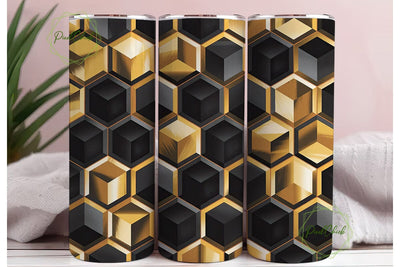 Black Gold Geometric Art 20oz Tumbler Sublimation PixelChick 